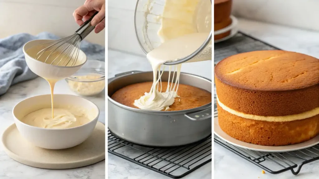 Proceso de preparación paso a paso de un carrot cake