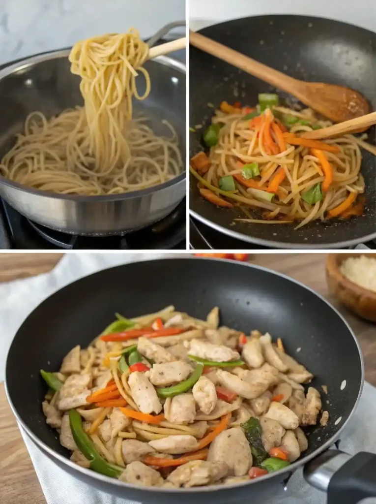 Pasos para preparar noodles con pollo en casa